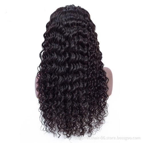 100% Brazilian 12 inch-30 inch Human Hair Wig Transparent Swiss lace wig,Deep Wave Cuticle Aligned Lace Front Wig